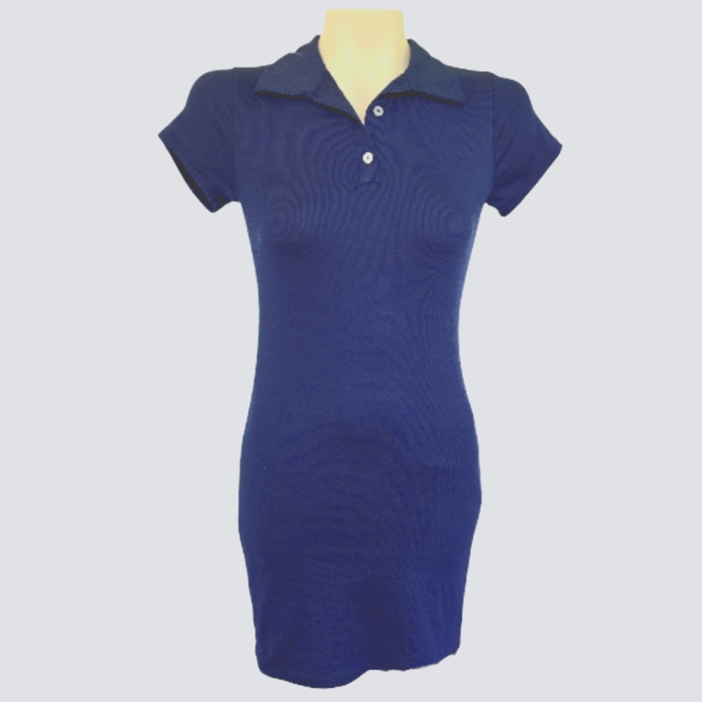 LIVI by OLIVIA RAE Ribbed Stretch Bodycon Button Polo Mini Dress New Navy XSmall